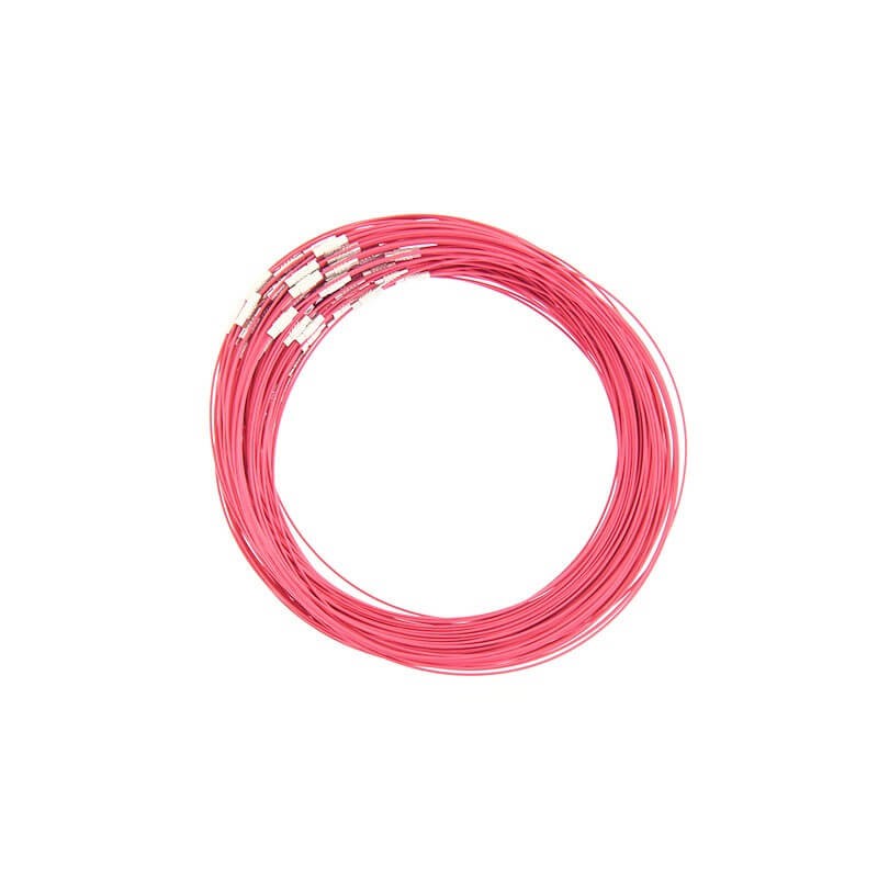 Base of the necklace steel rope pink matt 45cm coated 1pc LISOB011