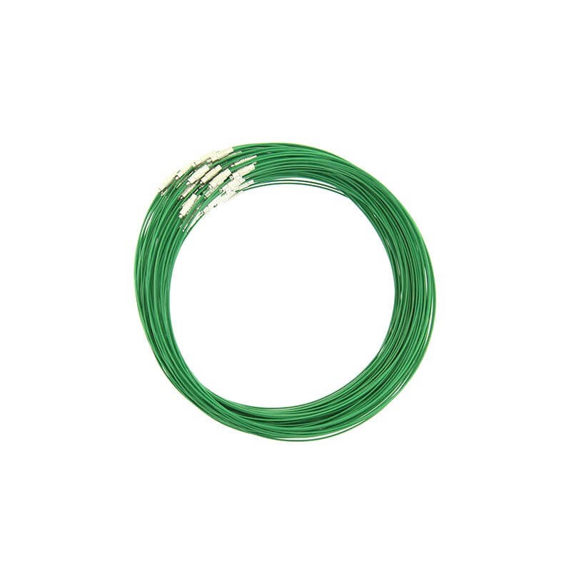 Baza naszyjnika linka stalowa powlekana zielony 45cm 1szt LISOB013