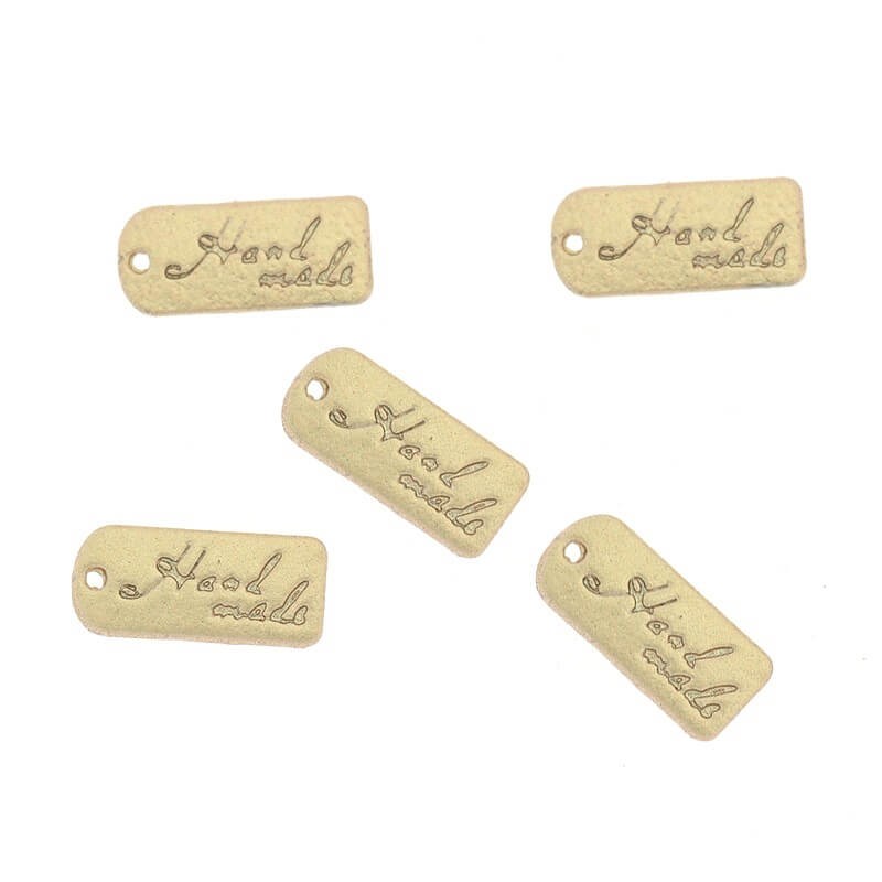 Gold-plated matt tags "Hand made" labels 12x5x1mm 4pcs AKGM022 pendants for bracelets
