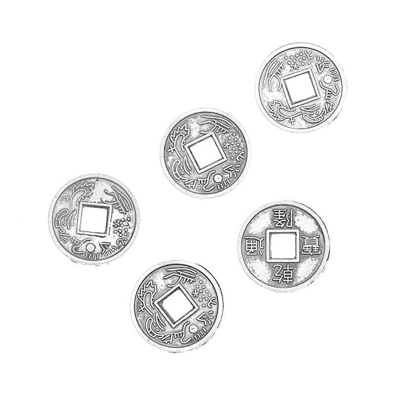 Łączniki do bransoletek tradycyjne chińskie monetki na szczęście 14mm 4szt AAS517