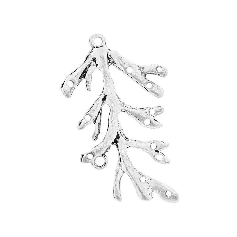 Twig necklaces connectors with holes burnished silver 45x22x4mm 1pc AAS520