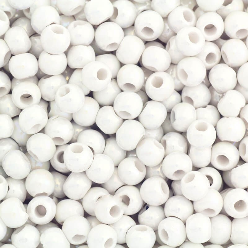 Ceramic beads for jewelry 6mm white pearl beads 3pcs CKU06K08K