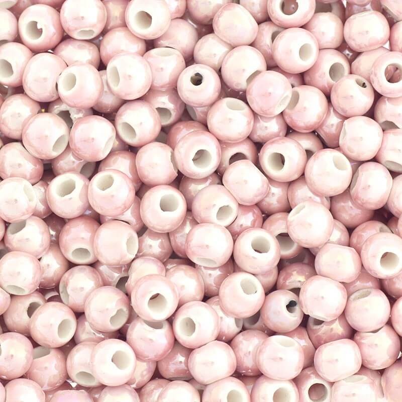 Ceramic beads for jewelry beads 6mm pastel pink 3pcs CKU06R02K