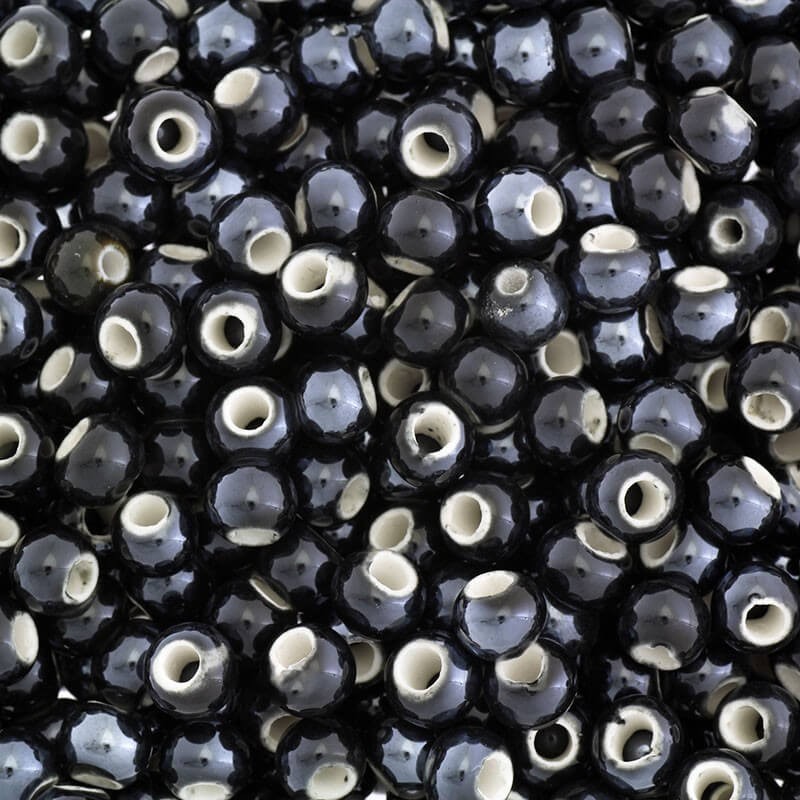 Ceramic beads for jewelry balls 6mm black 6mm 3pcs CKU06S06K