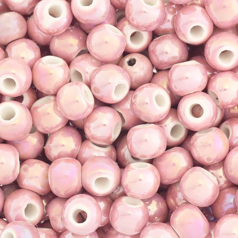 Ceramic beads for jewelry 8mm pink beads 2pcs CKU08R08K