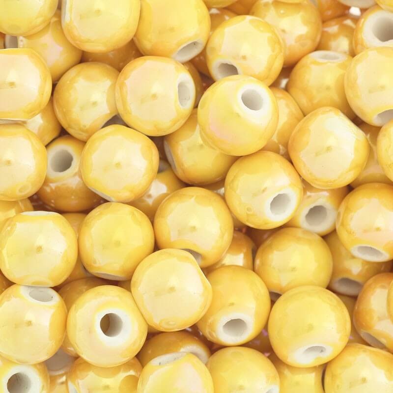 Ceramic beads for jewelry beads 10mm golden yellow 2pcs CKU10C17K
