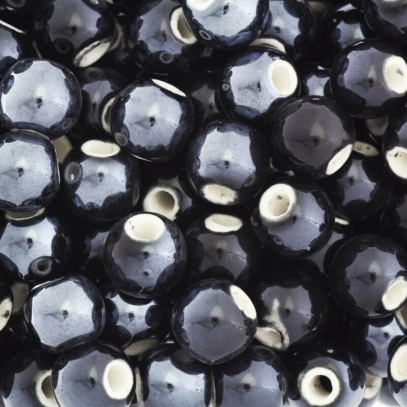 Ceramic beads for jewelry beads 10mm black 2pcs CKU10S06K