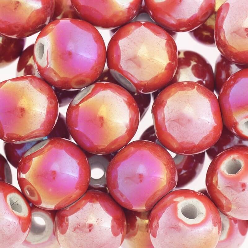 Ceramic beads for jewelry balls 16mm red gold gloss 1pc CKU16C02K