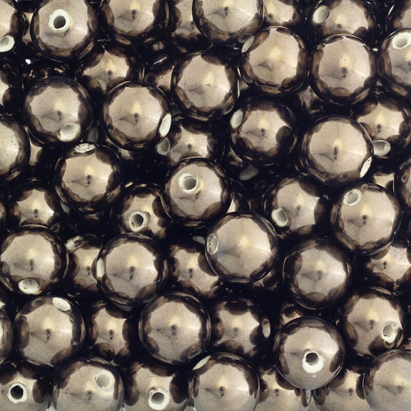 Korale ceramiczne kulki 18mm metalik brąz 1szt CKU18B01K