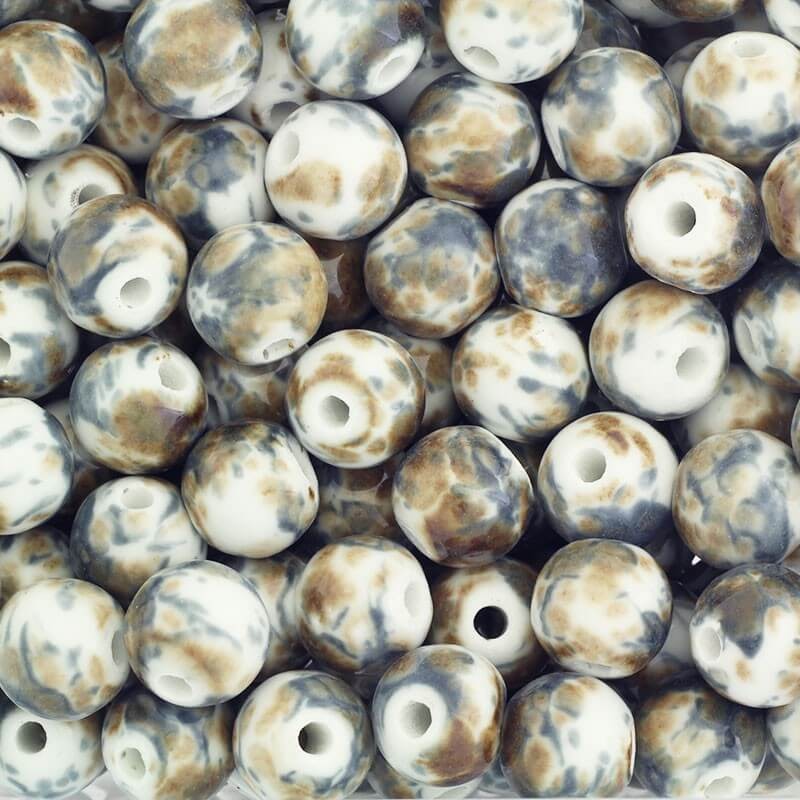 Ceramic beads 18mm quail melange beads 1pc CKU18B19K