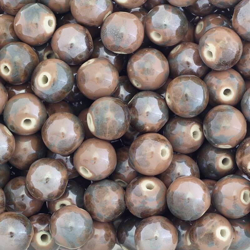 Korale ceramiczne kulki 18mm szaro - kawowy melanż 1szt CKU18B20K