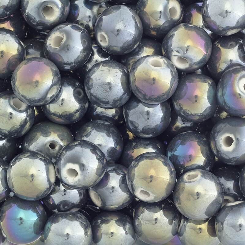 Ceramic beads 20mm beads warm gray rainbow gloss 1pc CKU20S13K