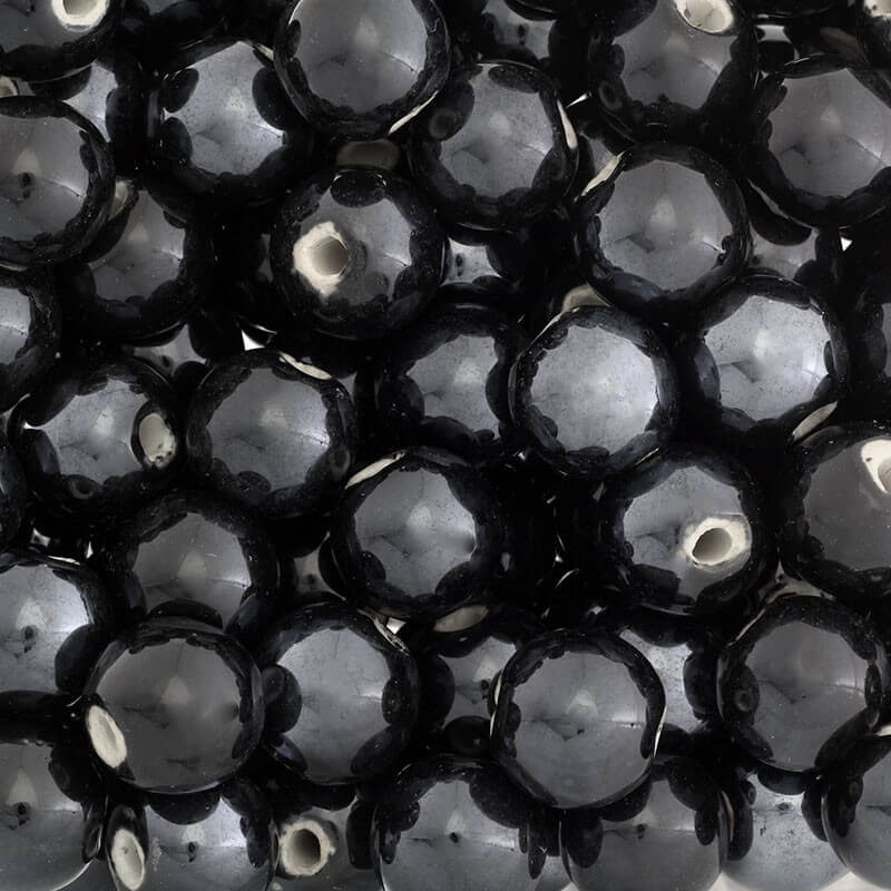Korale ceramiczne kulki 20mm czarny połysk 1szt CKU20S06K