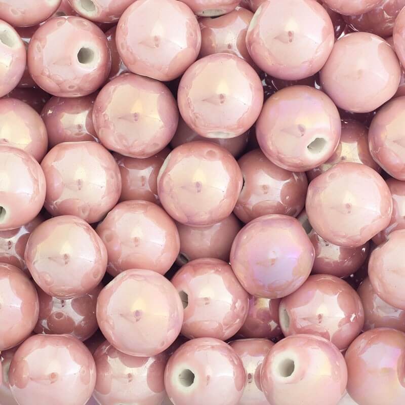 Ceramic beads 22mm balls, pastel pink, 1pc CKU22R02K