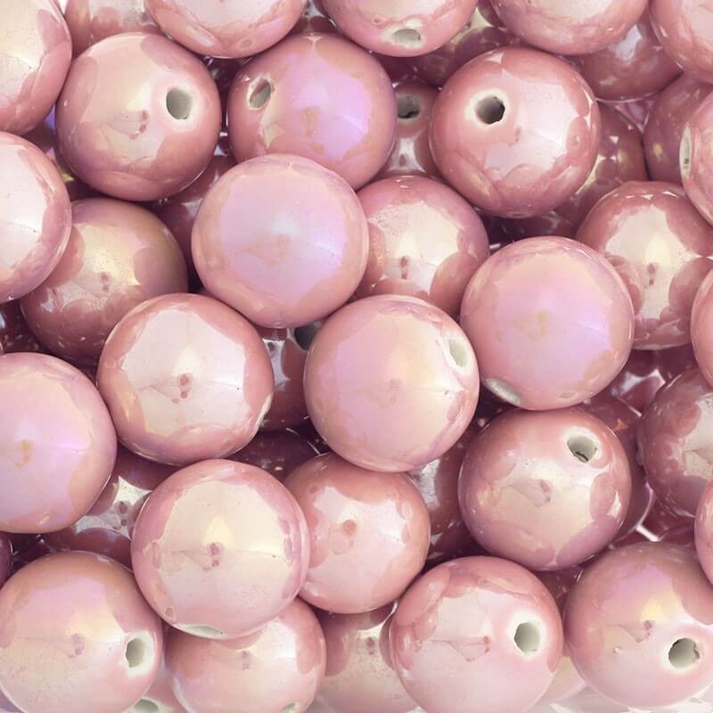 Ceramic beads for necklaces balls 26mm pink CKU26R08K