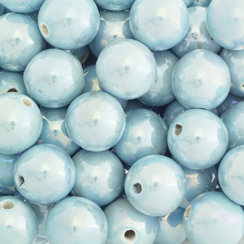 Korale ceramiczne do naszyjników kule  26mm bardzo jasny błękit CKU26N17K