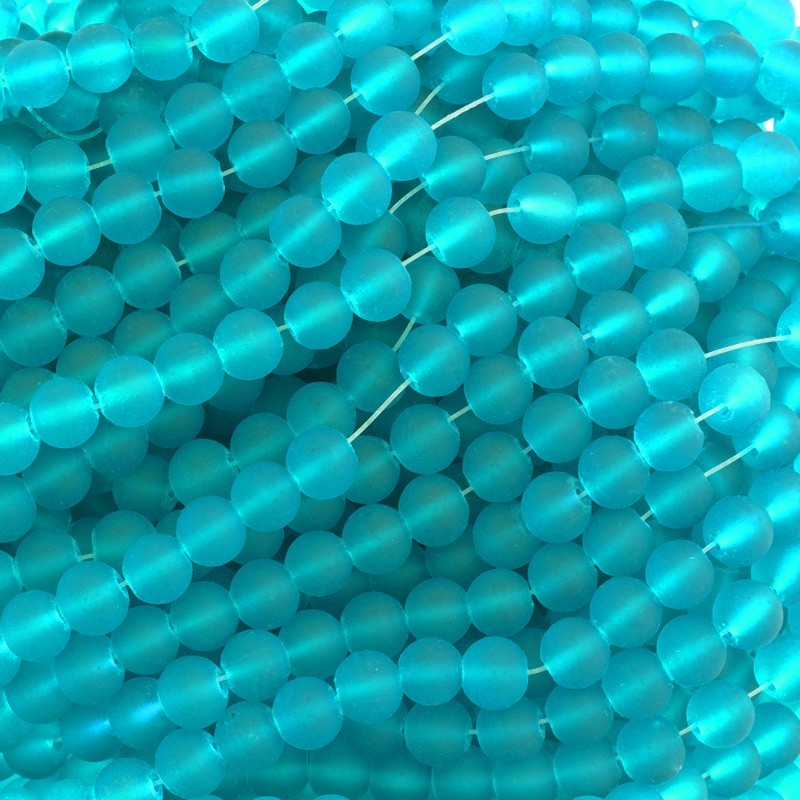 Glass beads for matt bracelets SEA GLASS 110 pieces sea green balls 8mm SZSG0812