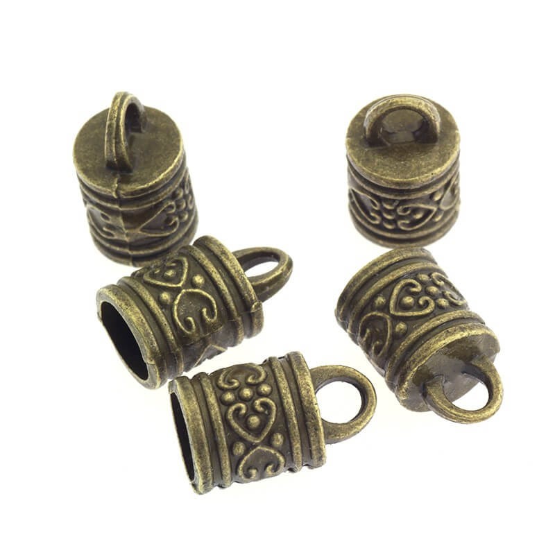 Ends for sticking strings and straps decorative antique bronze 8x15mm 2pcs AAB248