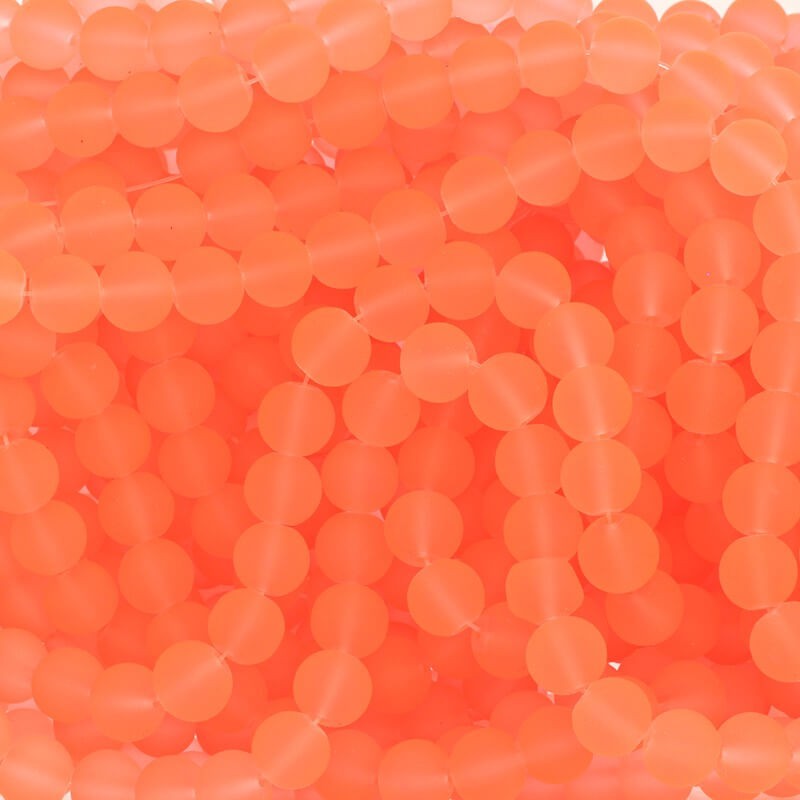 Koraliki szklane na bransoletki kulki 10mm matowe pomarańczowe 85 sztuk Sea Glass SZSG1002