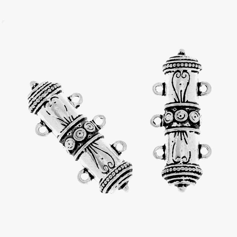 Connectors for necklaces or bracelets 2 on 3 rings antique silver 37x15x5mm 1pc AAS553