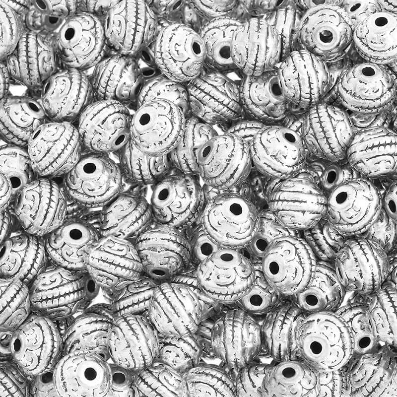 Metal beads, jewelery spacers, 7x8mm beads, antique silver, 2pcs SMPK52
