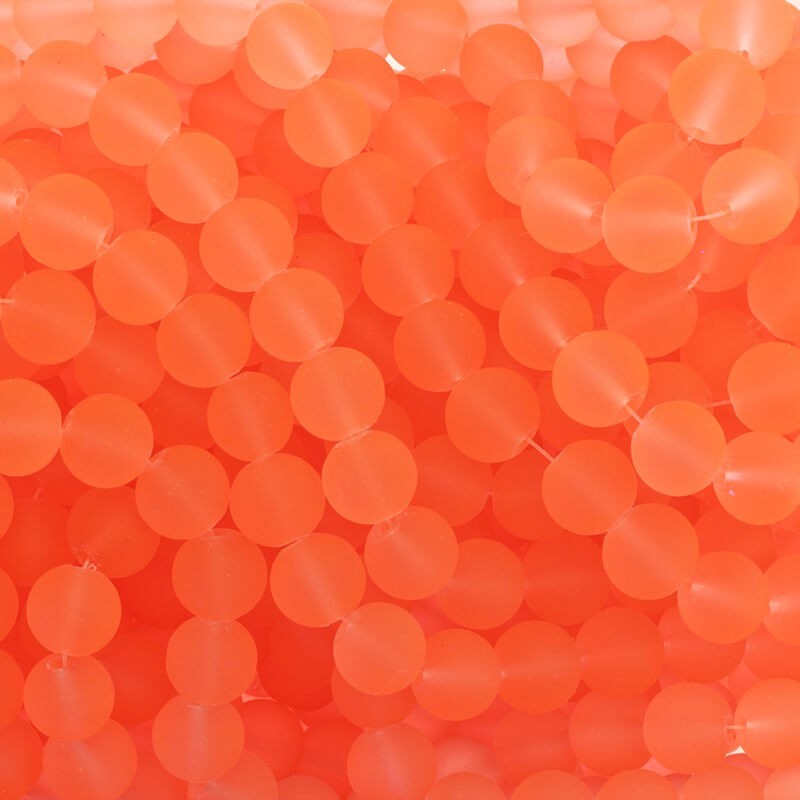 Glass Beads For Jewelry Balls 12mm Matte Orange 66pcs Sea Glass SZSG1202