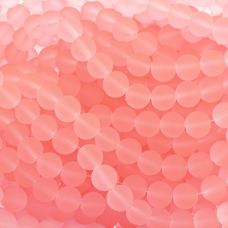 Glass Beads For Jewelry Balls 12mm Frosted Pink Grapefruit 66pcs Sea Glass SZSG1204