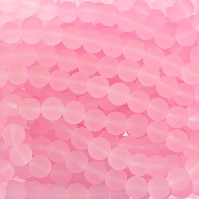 Glass Beads For Jewelry Balls 12mm Frosted Pastel Pink 66pcs Sea Glass SZSG1205