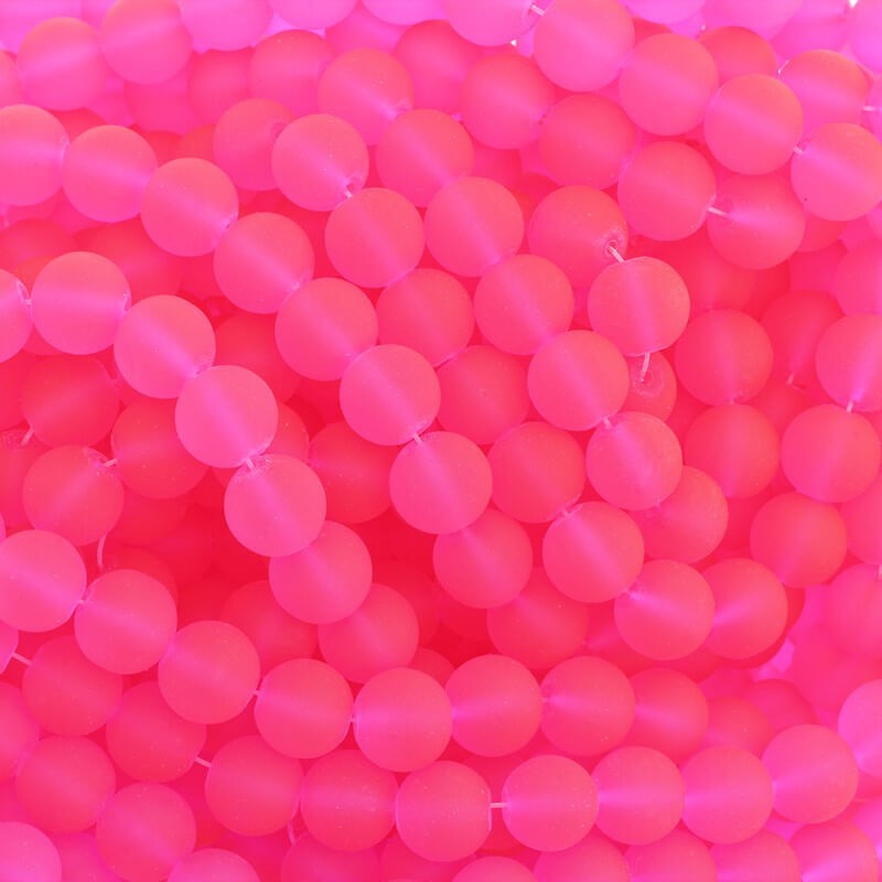 Glass Beads For Jewelry Balls 12mm Frosted Neon Pink 66pcs Sea Glass SZSG1207