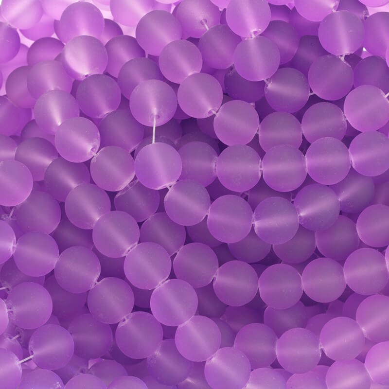 Glass Beads For Jewelry Balls 12mm Frosted Purple 66pcs Sea Glass SZSG1208