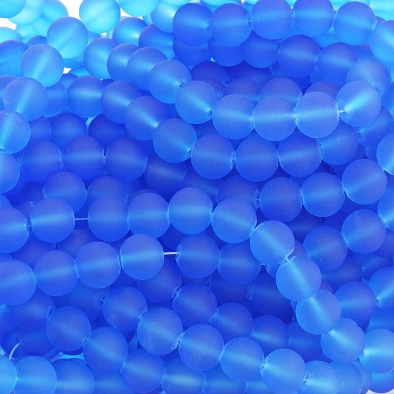 Glass Beads For Jewelry Balls 12mm Matte Blue 66pcs Sea Glass SZSG1210