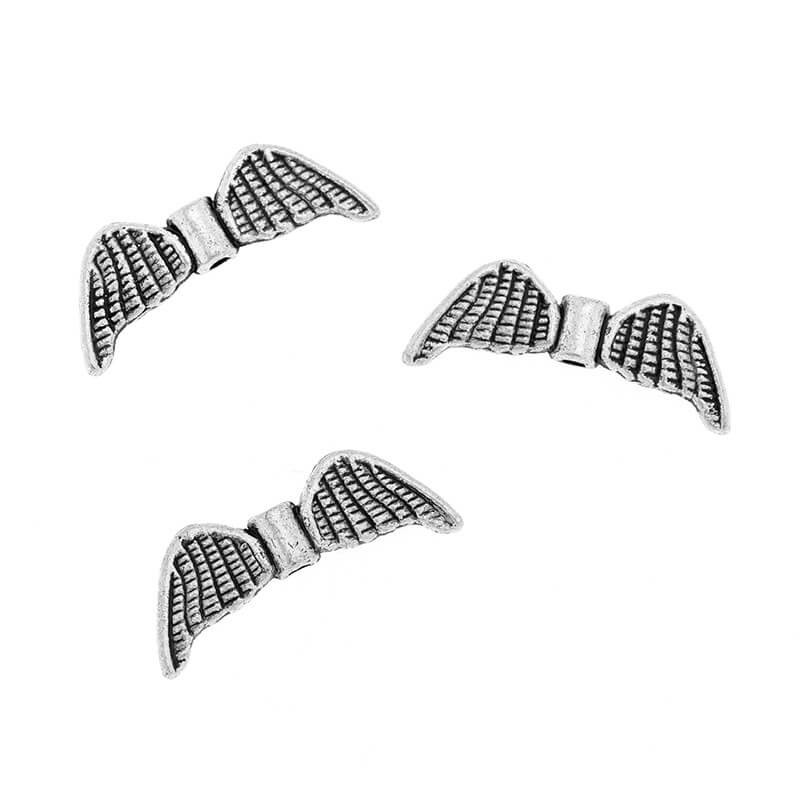 Angel wings jewelry spacers 6 pcs antique silver 21x8x3mm AAS672