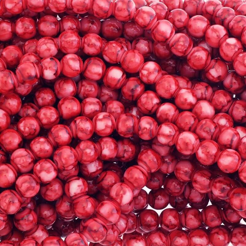 Glass beads for bracelets dark red beads 10mm Marble 85 pieces SZMR02