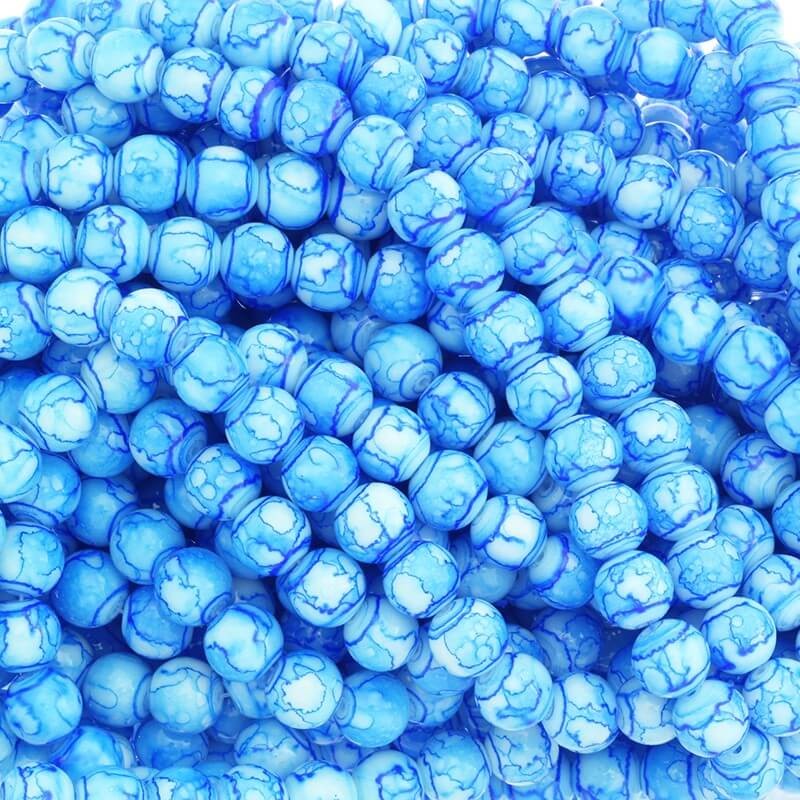 Koraliki szklane na bransoletki niebieskie kulki 10mm Marble  85 sztuk SZMR07