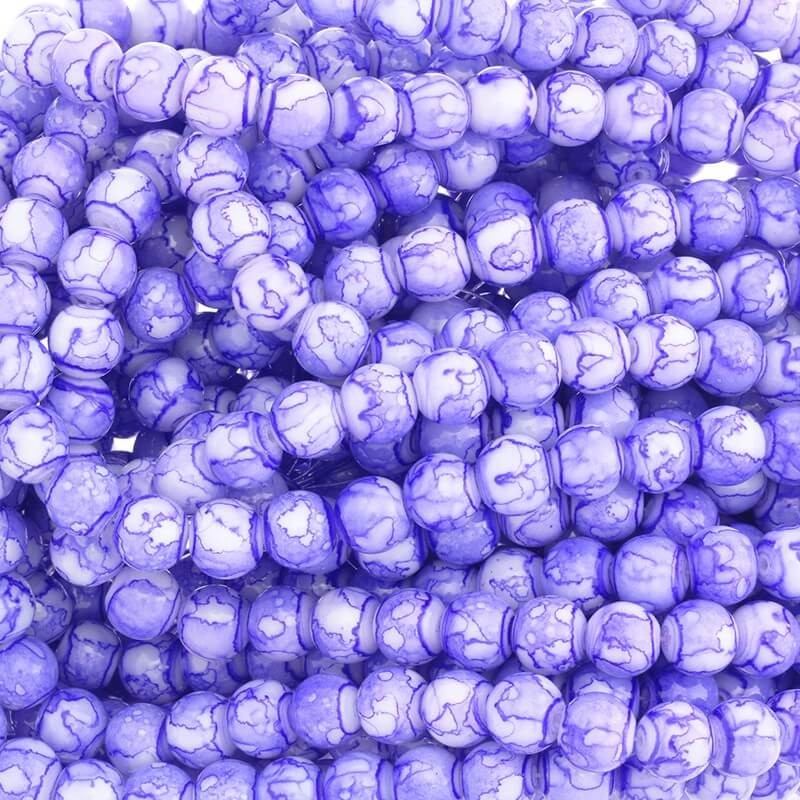 Glass beads for bracelets purple balls 10mm Marble 85 pieces SZMR08