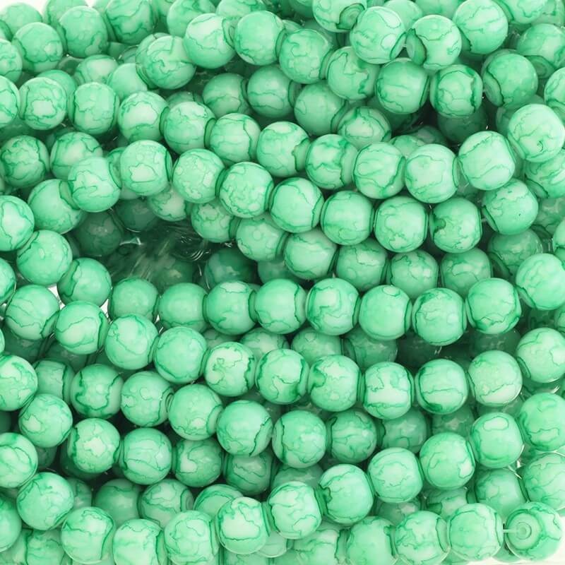Glass beads for bracelets green balls 10mm Marble 85 pieces SZMR11