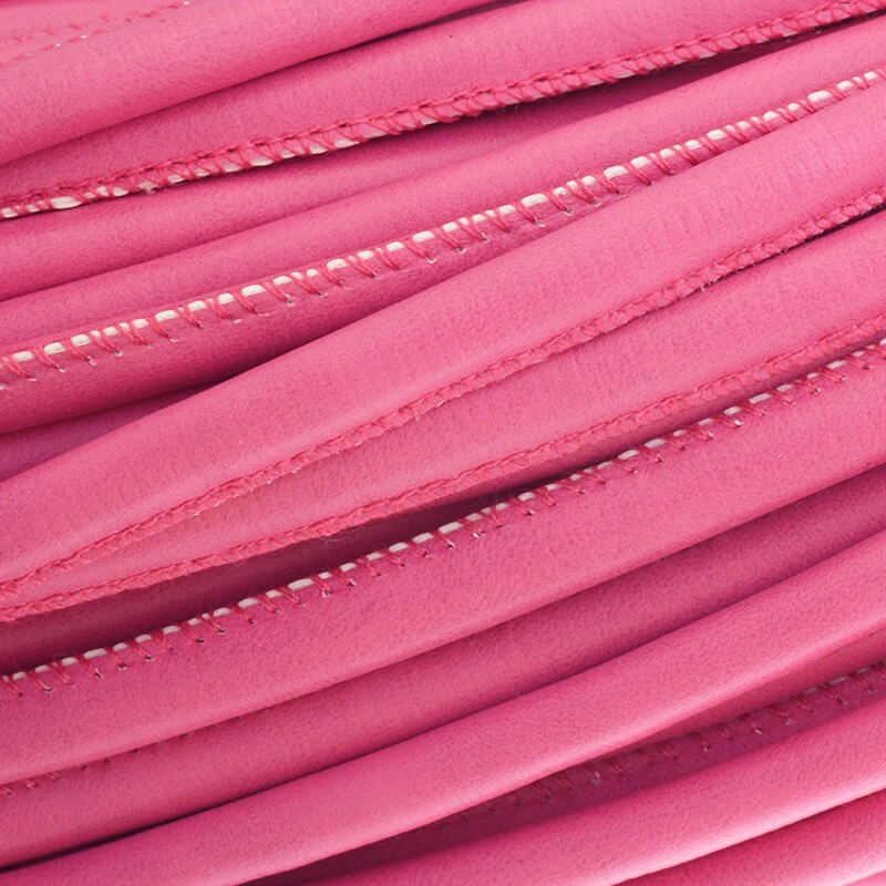 Strap sewn synthetic smooth pink 5x7mm with a spool of 1m RZSZ18