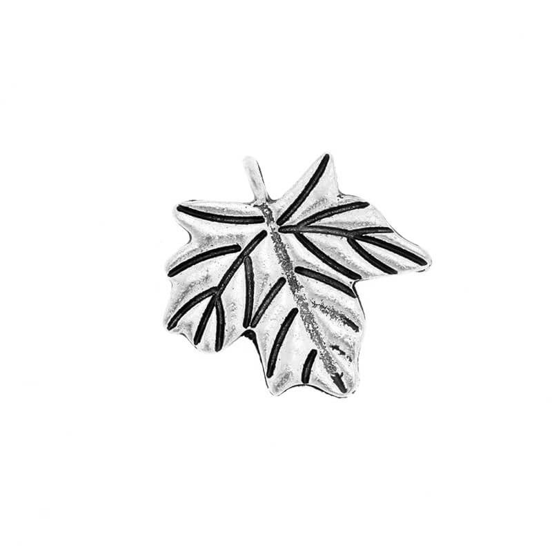 Pendants for bracelets, ivy leaves, 2 pcs, antique silver 24x25mm AAS706