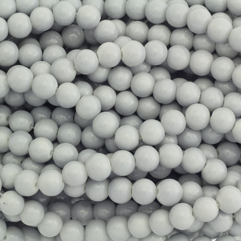 Glass beads Milky 10mm balls 86 pieces pastel gray SZTP1015