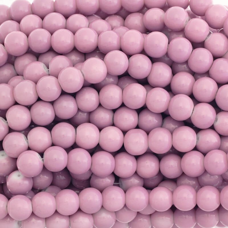 Milky glass beads 12mm balls 72 pieces light purple SZTP1203