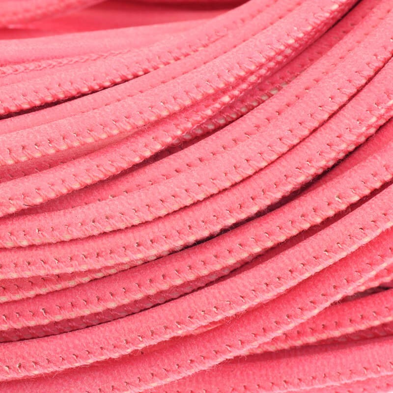 Strap sewn synthetic smooth pink 3x4mm with a spool of 1m RZSZ29