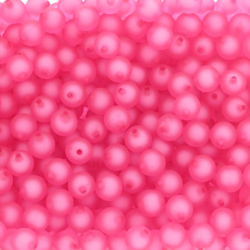 Koraliki akrylowe kulki 12mm satynowe Frozen Lollipops intensywne różowe 12szt XYMLKU1203