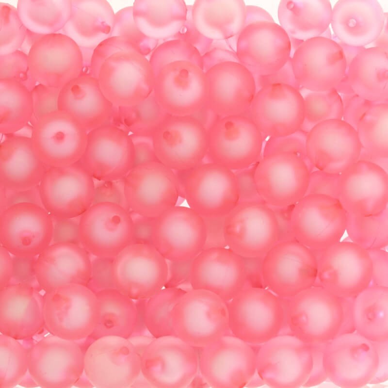 Koraliki akrylowe kulki 16mm satynowe Frozen Lollipops neonowe różowe 5szt XYMLKU1606