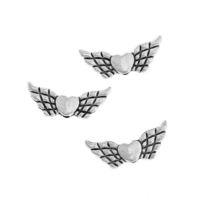 Spacers for beads, wings with a heart, oxidized silver 22x8x3mm 6pcs SMPK53