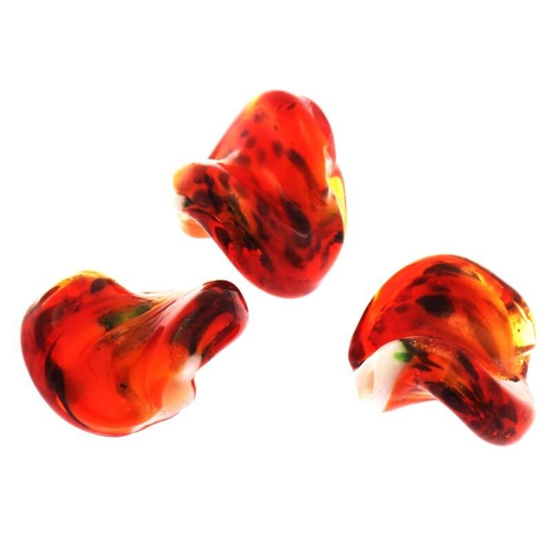 Lampwork beads for jewelry, twist red 15x14mm 2pcs SZLASP0007