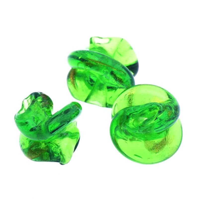 Lampwork Beads for Jewelry Gold Dust Twigs Juicy Green 12x18mm 2pcs SZLASP014