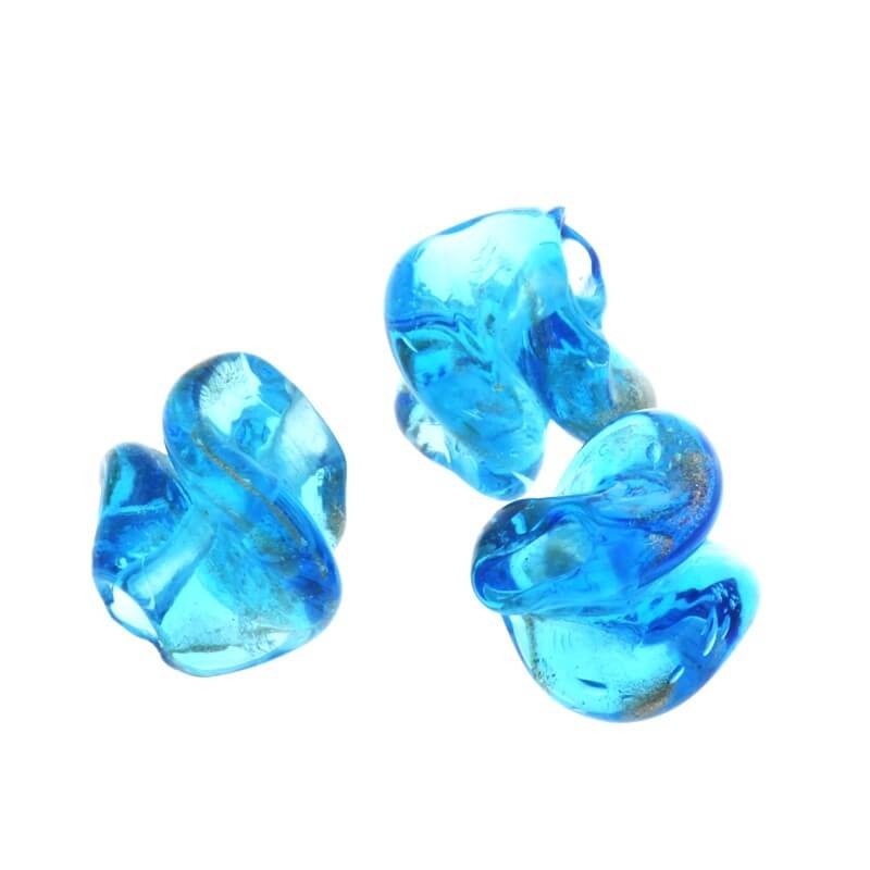 Lampwork beads for jewelry gold dust blue twist 12x18mm 2pcs SZLASP016