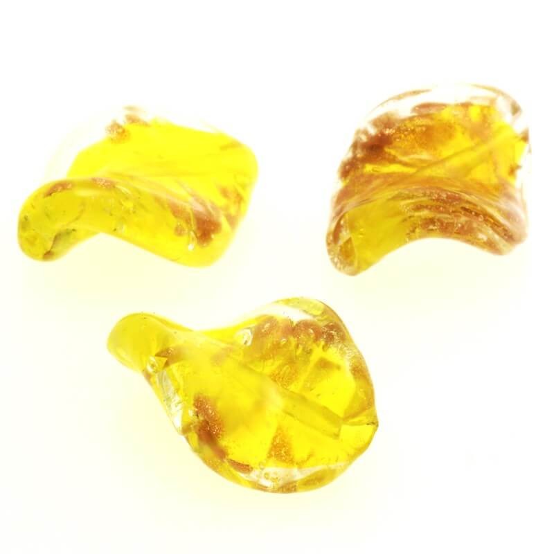 Lampwork beads for jewelry, gold dust, yellow 18x14mm 2pcs SZLASP025