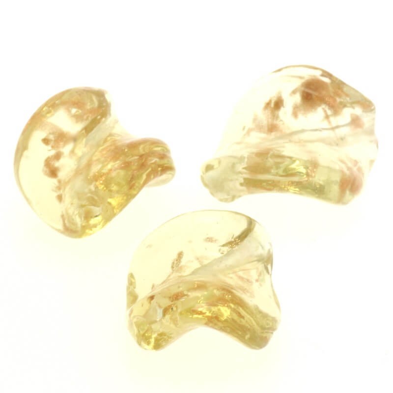 Lampwork beads for jewelry, gold dust, transparent gold 16x17mm, 2pcs SZLASP026