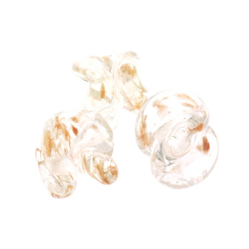 Lampwork beads for jewelry, gold dust, transparent twist 13x14mm 2pcs SZLASP021